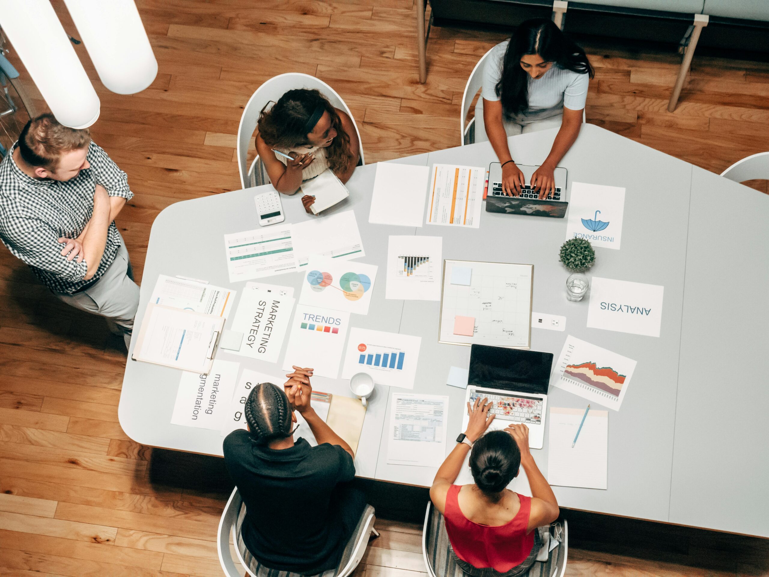 Marketing team reviewing results